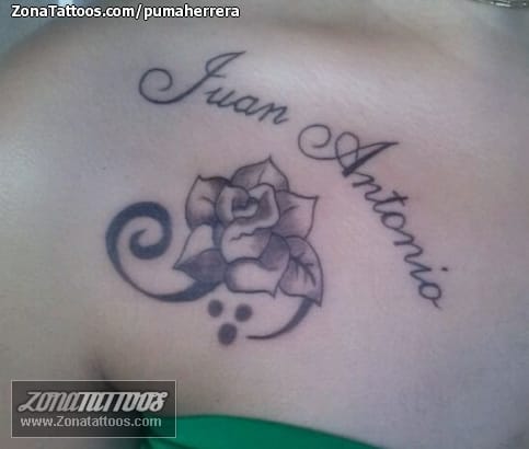 Foto de tatuaje Nombres, Flores, Rosas