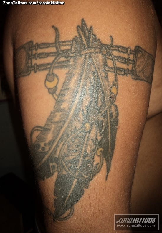 Tattoo of Bracelets, Indians, Feathers