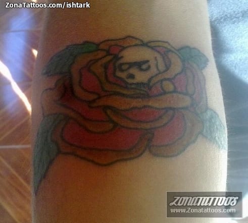 Tattoo photo Roses, Skulls, Flowers