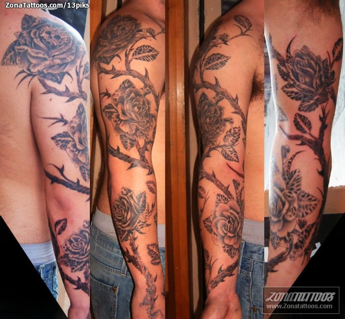 Tattoo photo Roses, Flowers, Sleeves