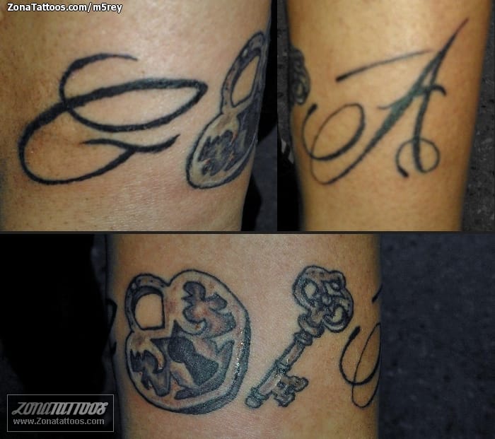Tattoo photo Initials, Padlocks, Keys