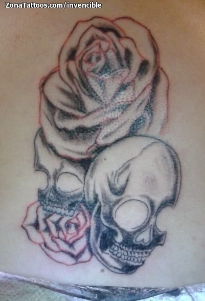 Tattoo photo Roses, Skulls, Flowers