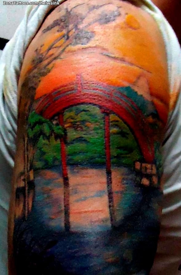 Tattoo photo Asian, Landscapes