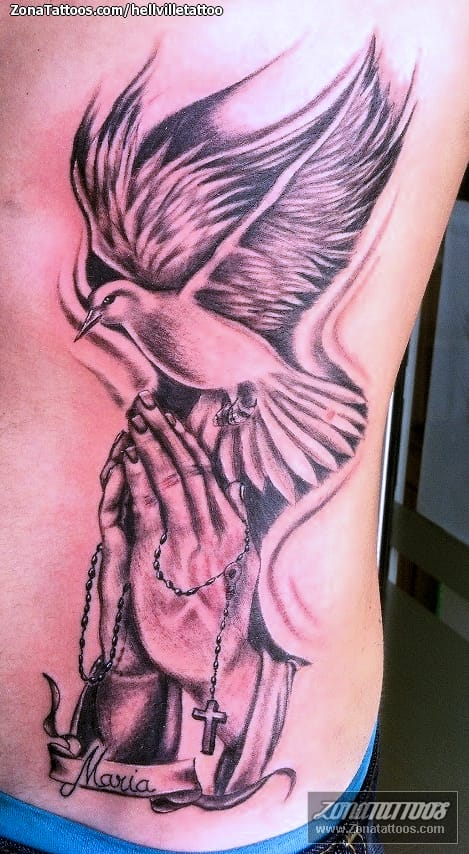 Foto de tatuaje Rezos, Palomas, Aves