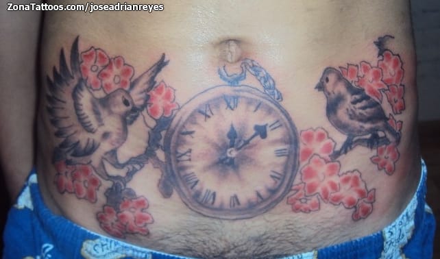 Tattoo photo Clocks, Birds, Animals