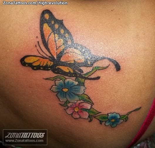 Foto de tatuaje Mariposas, Insectos, Flores