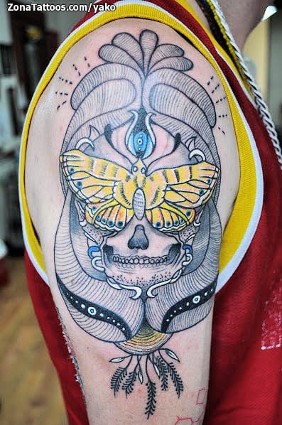 Tattoo photo Butterflies, Skulls