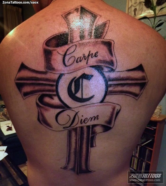 Tattoo photo Crosses, Carpe Diem, Back