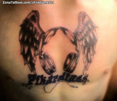 Tattoo photo Music, Wings, Headphones