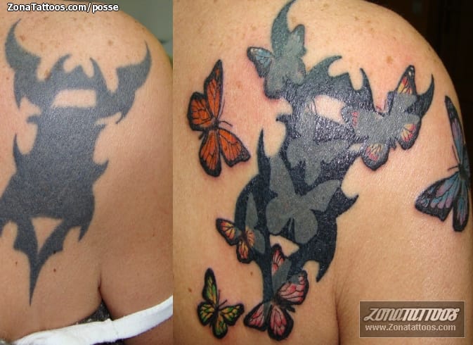 Foto de tatuaje Cover Up, Mariposas, Insectos