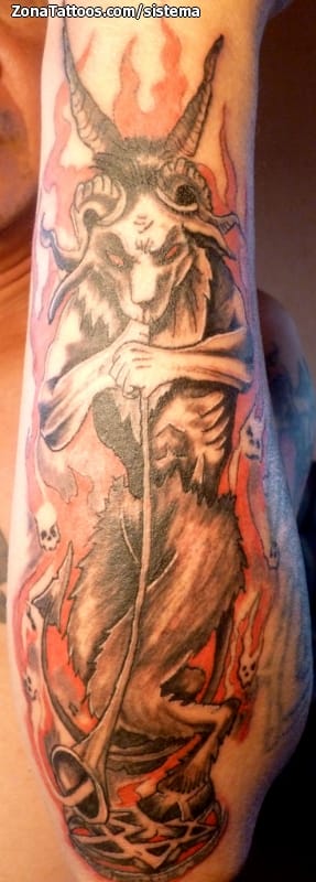 Tattoo photo Demons, Baphomet, Llamas