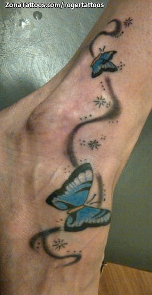 Foto de tatuaje Mariposas, Tobillo, Insectos