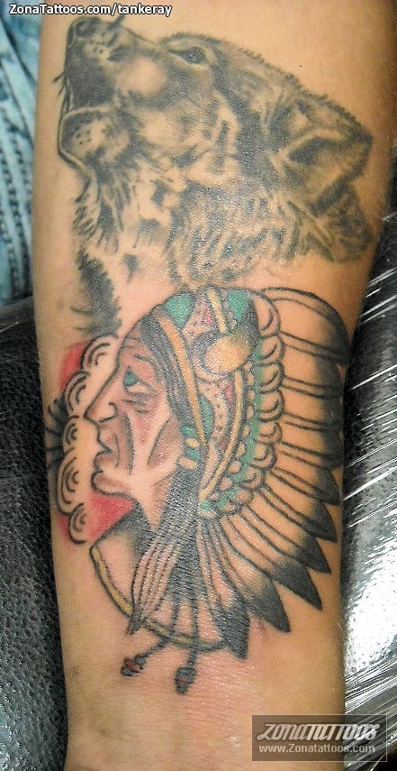 Tattoo photo Indians, Wolfs, Animals