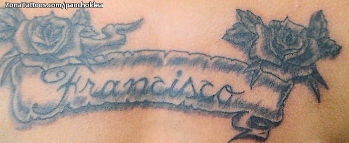 Tattoo photo Francisco, Names, Scrolls