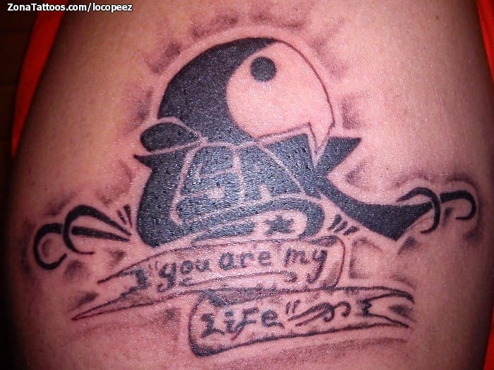 Tattoo photo Yin Yang, Letters