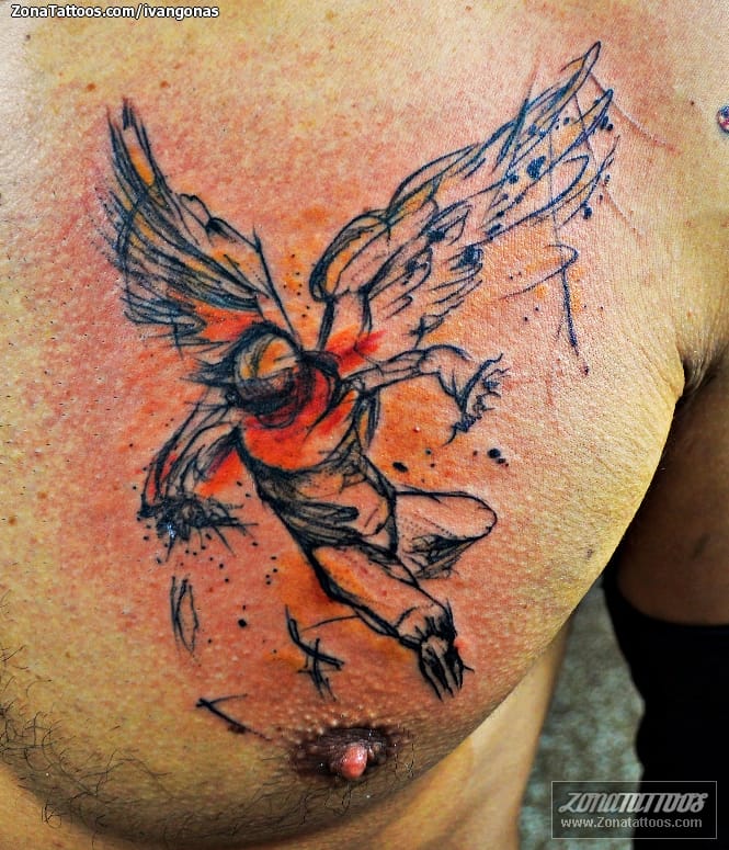 Foto de tatuaje Ángeles, Pecho