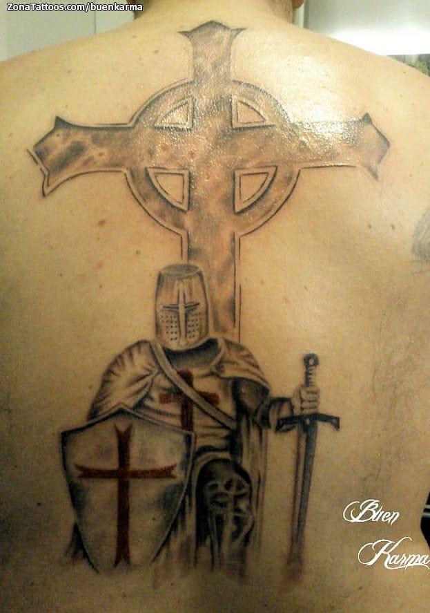 Tattoo photo Templars, Crosses, Back