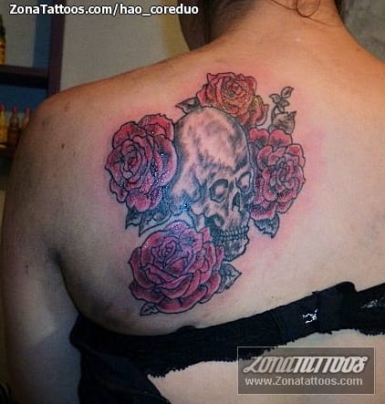 Tattoo photo Skulls, Roses, Flowers