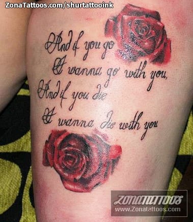 Foto de tatuaje Letras, Rosas, Flores