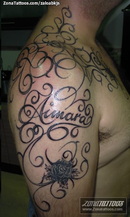 Foto de tatuaje Nombres, Letras, Rosas