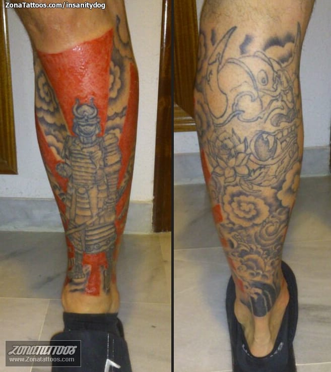 Tattoo photo Calf, Samurai, Asian