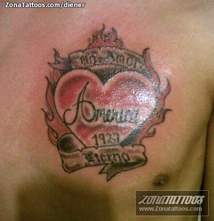 Foto de tatuaje Corazones, Pecho