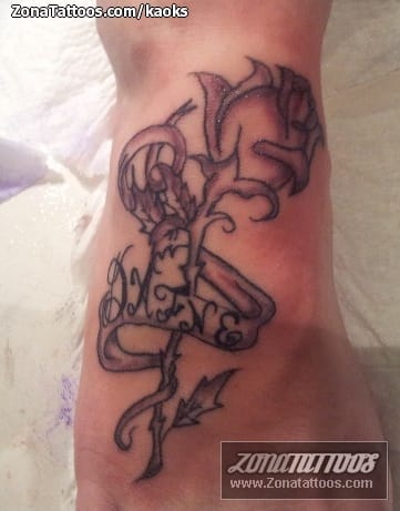 Tattoo photo Roses, Flowers, Instep