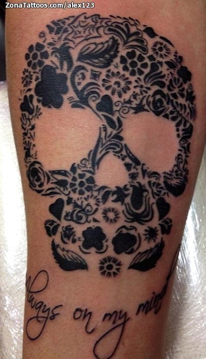 Foto de tatuaje Calaveras, Flores, Hojas