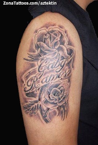 Tattoo photo Roses, Names, Letters