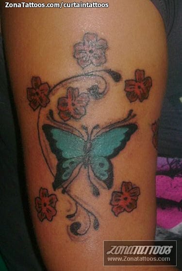 Foto de tatuaje Mariposas, Insectos, Flores