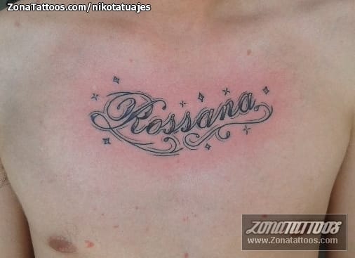 Foto de tatuaje Letras, Nombres, Pecho