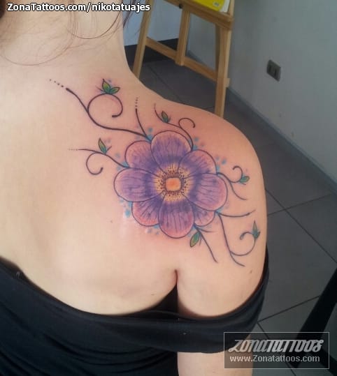 Tattoo photo Flowers, Shoulder