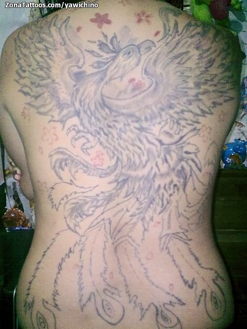 Tattoo photo Phoenix, Back, Fantasy