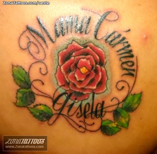 Tattoo photo Roses, Names, Flowers