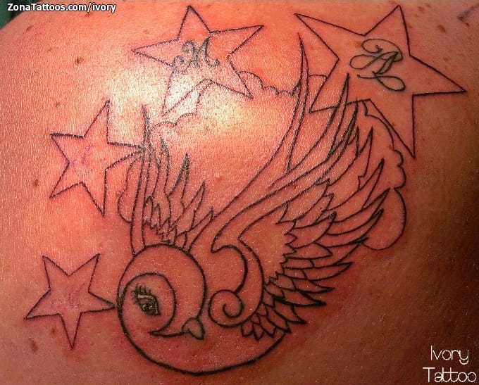 Foto de tatuaje Golondrinas, Estrellas, Aves