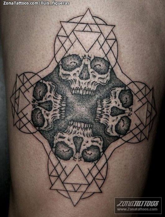 Foto de tatuaje Calaveras, Mándalas, Puntillismo