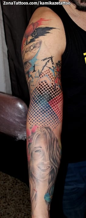 Foto de tatuaje Retratos, Mangas, Círculos