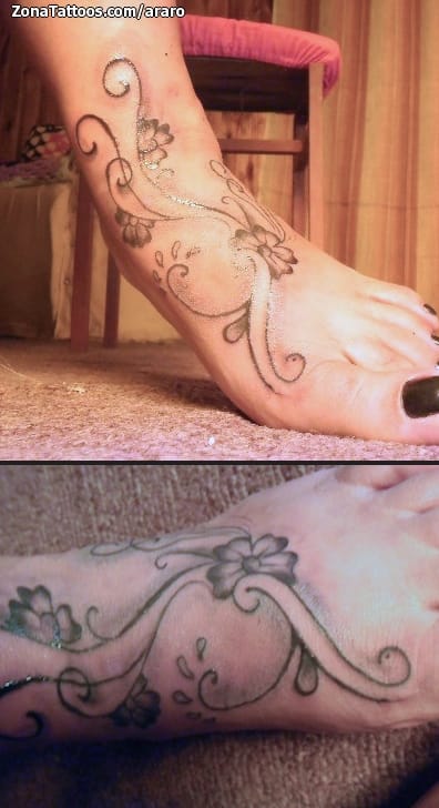 Tattoo photo Flowers, Flourish, Instep