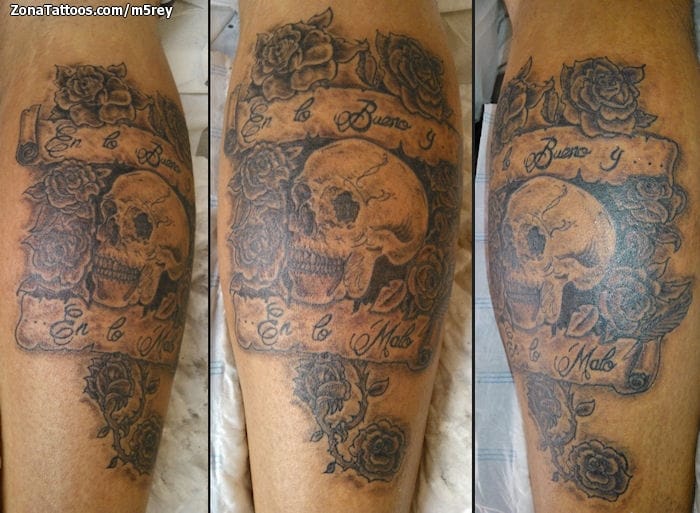 Tattoo photo Skulls, Flowers, Roses