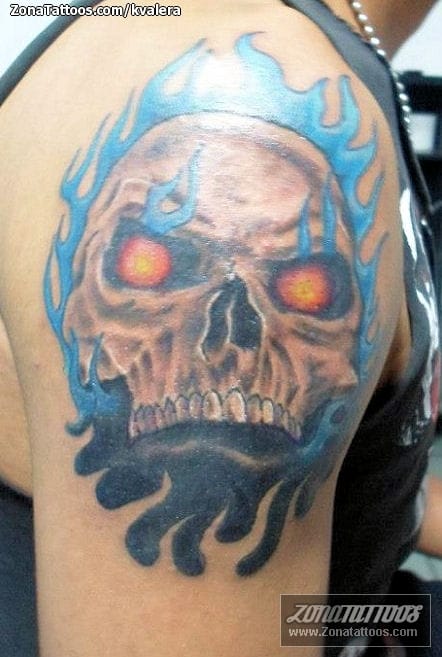 Foto de tatuaje Calaveras, Llamas