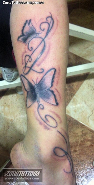 Foto de tatuaje Mariposas, Insectos, Pierna