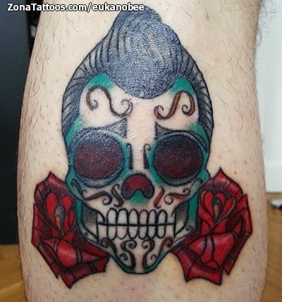 Foto de tatuaje Rosas, Sugar Skull