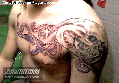 Tattoo photo Skulls, Octopuses, Shoulder