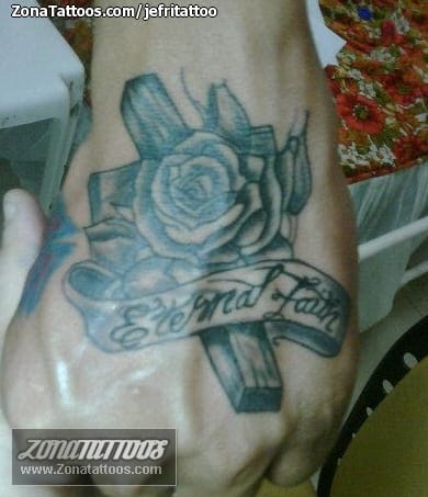 Tattoo photo Crosses, Flowers, Roses