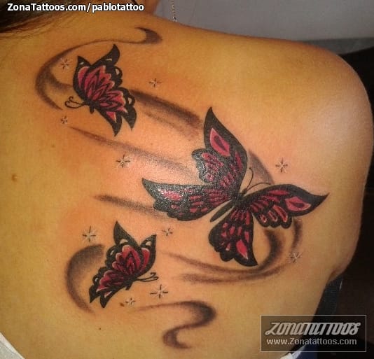 Foto de tatuaje Mariposas, Insectos, Omóplato