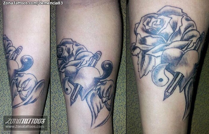 Tattoo photo Roses, Pencils, Flowers