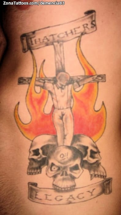 Tattoo photo Crosses, Llamas, Fires