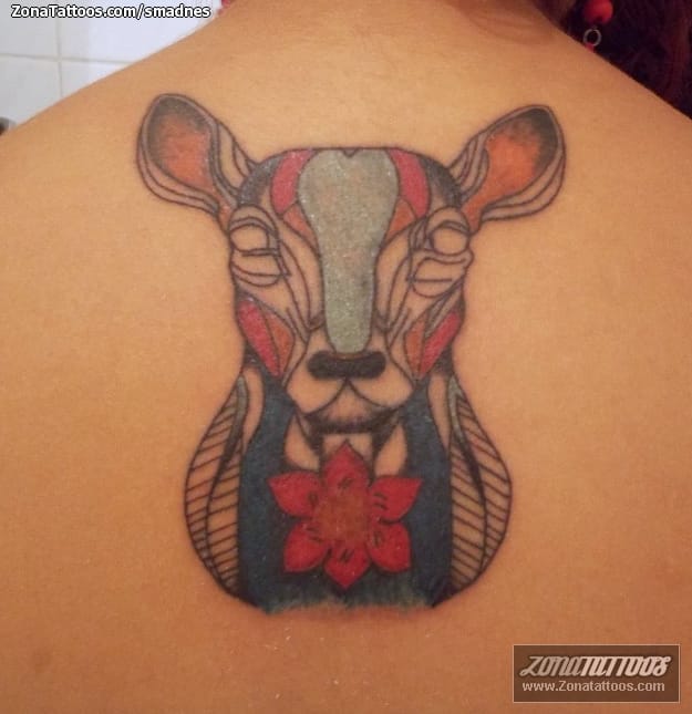 Tattoo photo Back, Animals, Deers