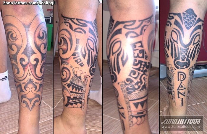 Tattoo photo Maori, Leg