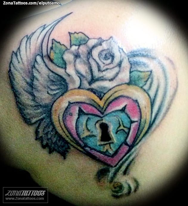 Tattoo photo Hearts, Wings, Flowers